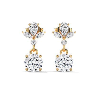 Floral Diamond Drop Earrings in 14K & 18K Gold | 1.50 CTW
