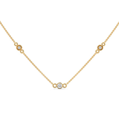 Celestial Harmony: 14K Gold Bezel-Set Diamond Station Necklace