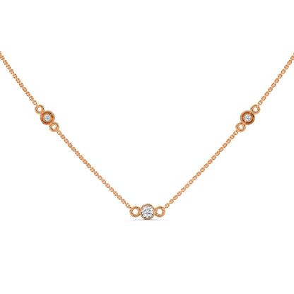 Celestial Harmony: 14K Gold Bezel-Set Diamond Station Necklace