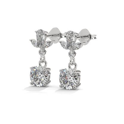 Floral Diamond Drop Earrings in 14K & 18K Gold | 1.50 CTW