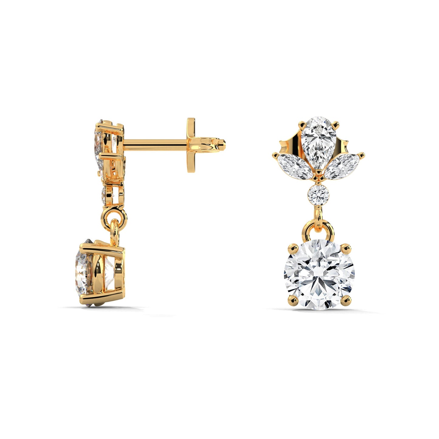 Floral Diamond Drop Earrings in 14K & 18K Gold | 1.50 CTW