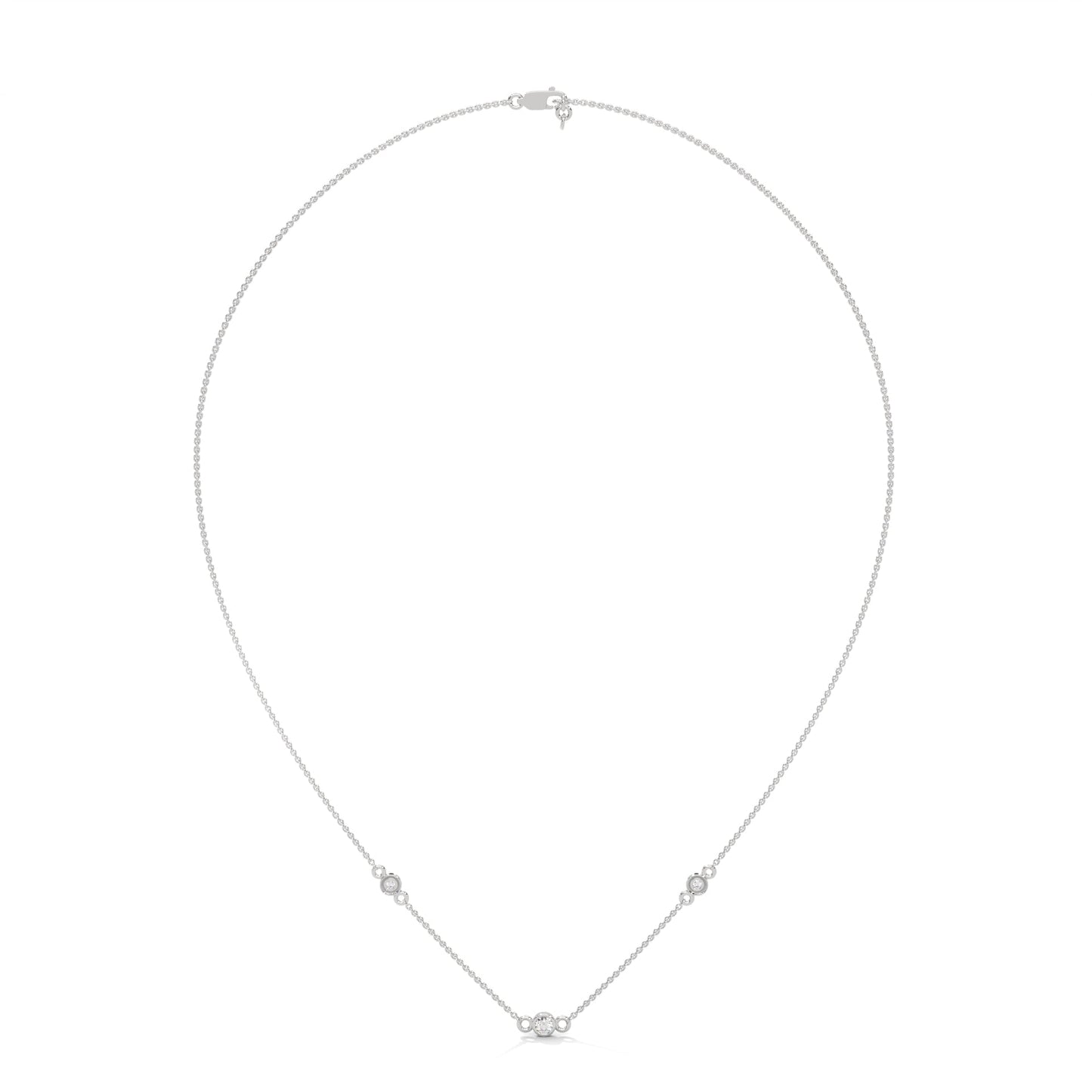 Celestial Harmony: 14K Gold Bezel-Set Diamond Station Necklace
