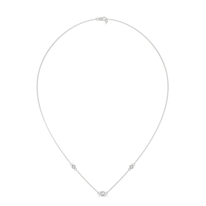 Celestial Harmony: 14K Gold Bezel-Set Diamond Station Necklace