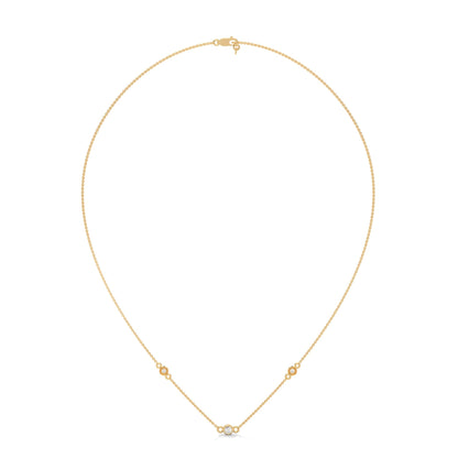 Celestial Harmony: 14K Gold Bezel-Set Diamond Station Necklace