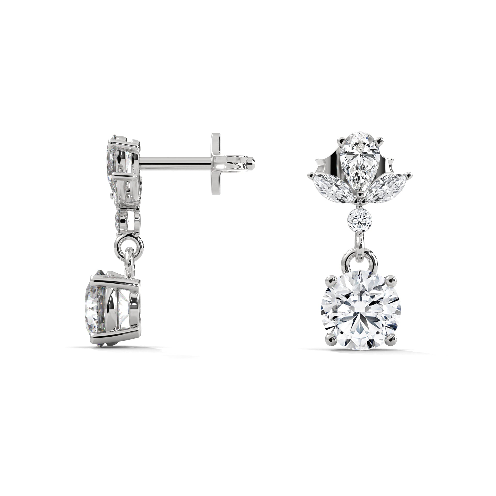Floral Diamond Drop Earrings in 14K & 18K Gold | 1.50 CTW