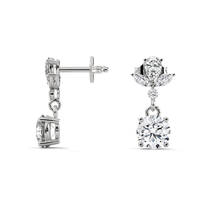 Floral Diamond Drop Earrings in 14K & 18K Gold | 1.50 CTW