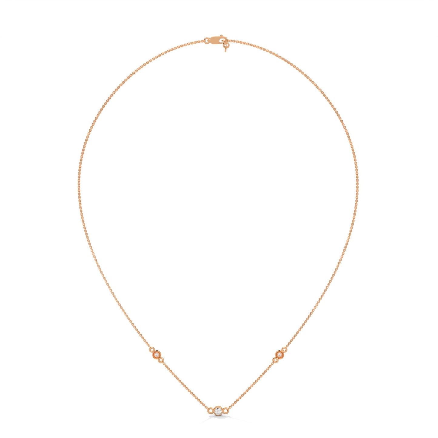 Celestial Harmony: 14K Gold Bezel-Set Diamond Station Necklace