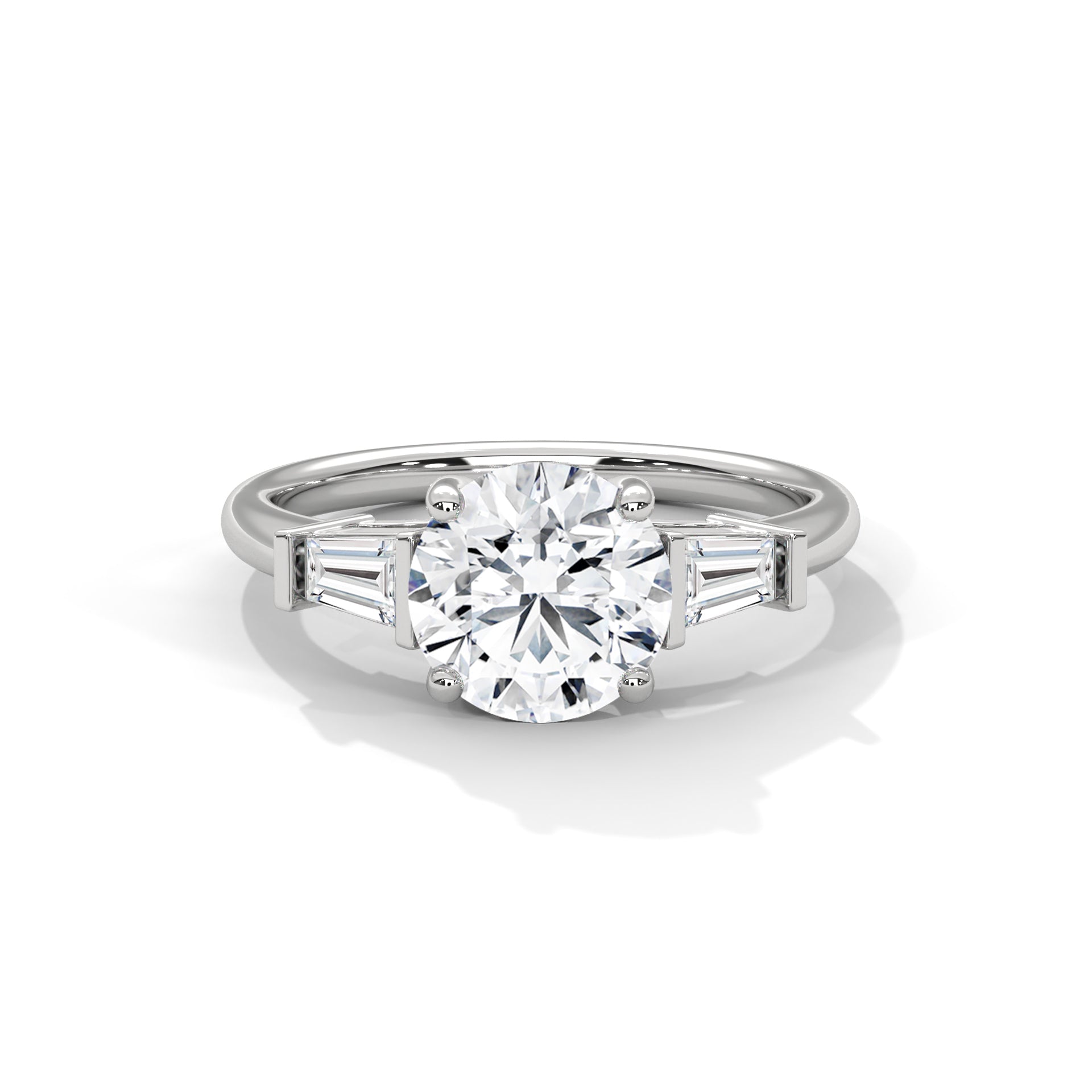 Lumina 2.58 CTW Round-Cut & Baguette Diamond Three-Stone Ring | E-VVS2