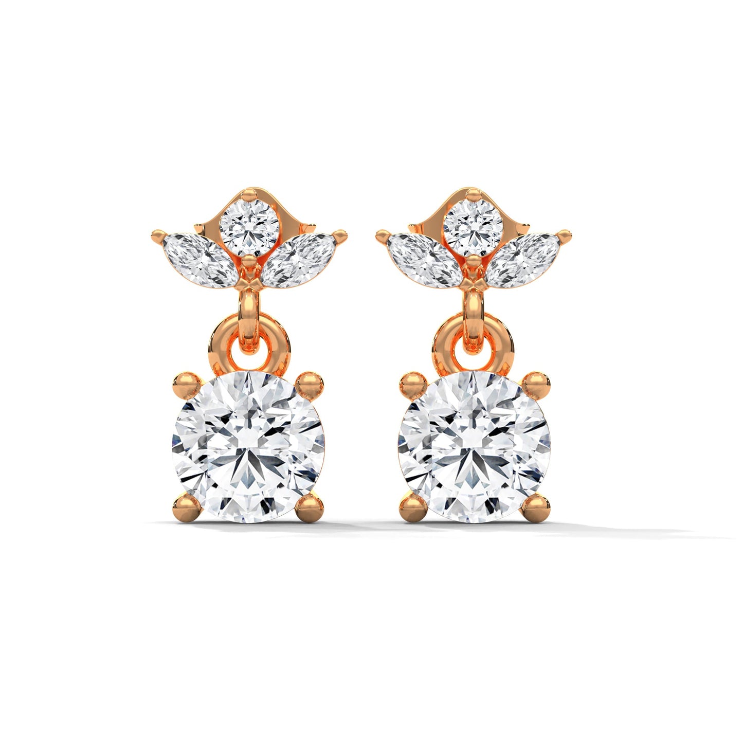 Elegant Floral Drop Diamond Earrings in 14K & 18K Gold | 1.11 CTW