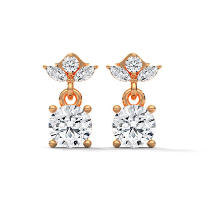 Elegant Floral Drop Diamond Earrings in 14K & 18K Gold | 1.11 CTW