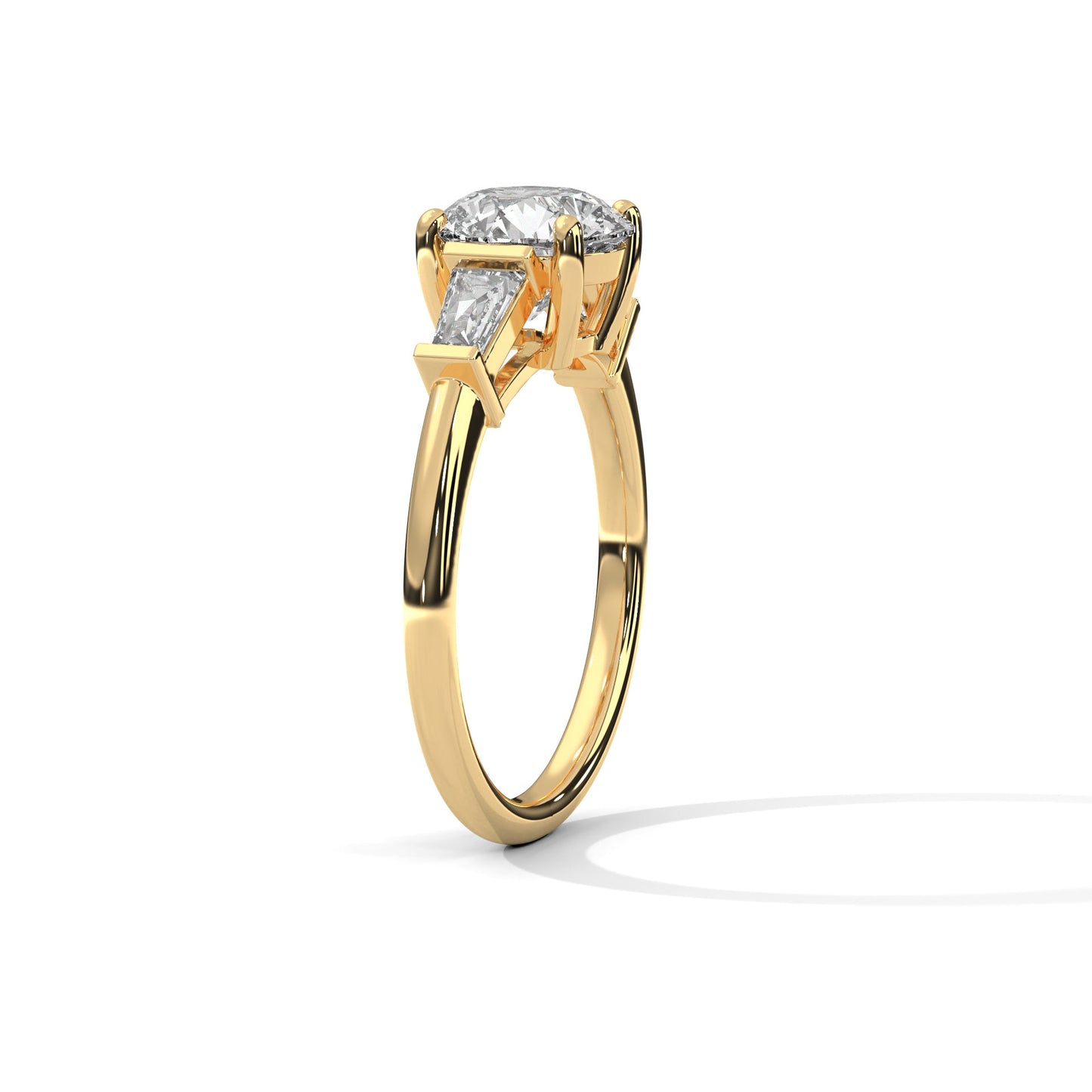 Lumina 2.58 CTW Round-Cut & Baguette Diamond Three-Stone Ring | E-VVS2