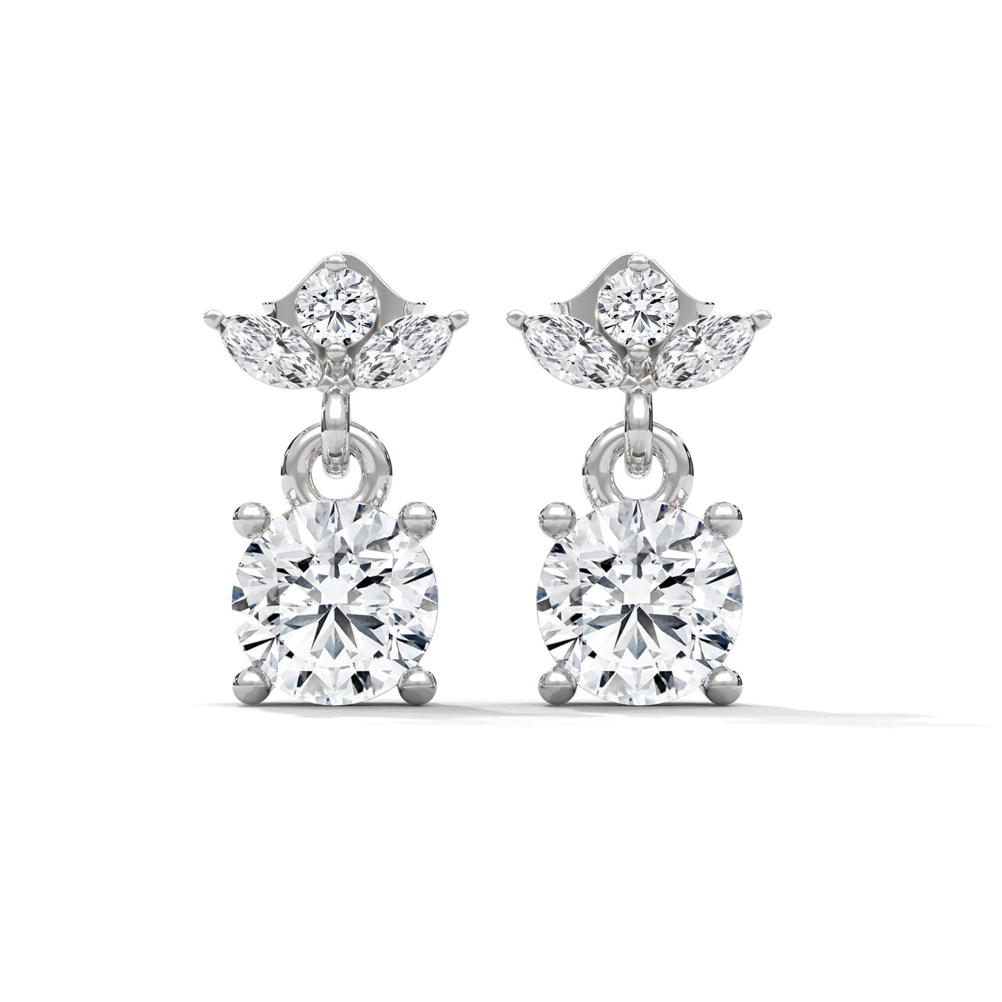 Elegant Floral Drop Diamond Earrings in 14K & 18K Gold | 1.11 CTW