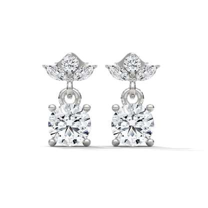 Elegant Floral Drop Diamond Earrings in 14K & 18K Gold | 1.11 CTW