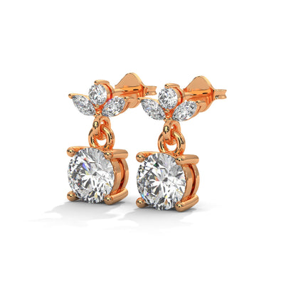 Elegant Floral Drop Diamond Earrings in 14K & 18K Gold | 1.11 CTW