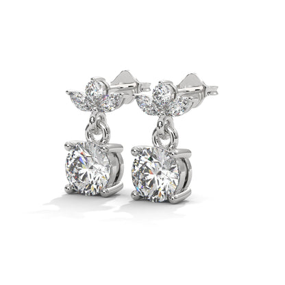 Elegant Floral Drop Diamond Earrings in 14K & 18K Gold | 1.11 CTW