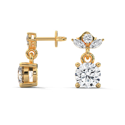 Elegant Floral Drop Diamond Earrings in 14K & 18K Gold | 1.11 CTW