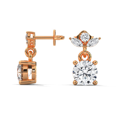 Elegant Floral Drop Diamond Earrings in 14K & 18K Gold | 1.11 CTW