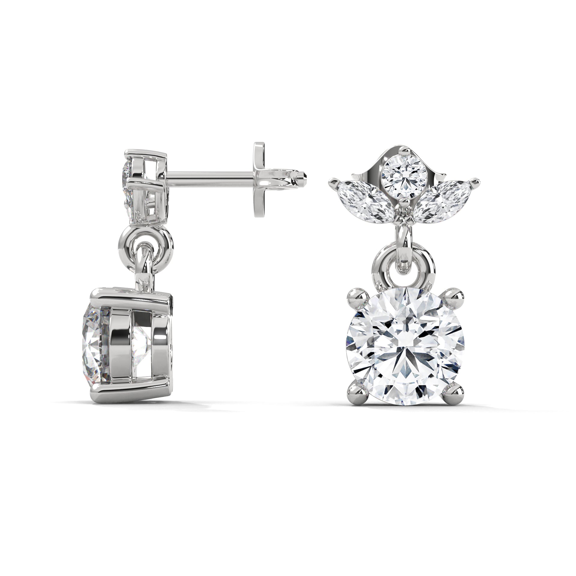 Elegant Floral Drop Diamond Earrings in 14K & 18K Gold | 1.11 CTW