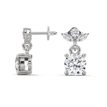 Elegant Floral Drop Diamond Earrings in 14K & 18K Gold | 1.11 CTW