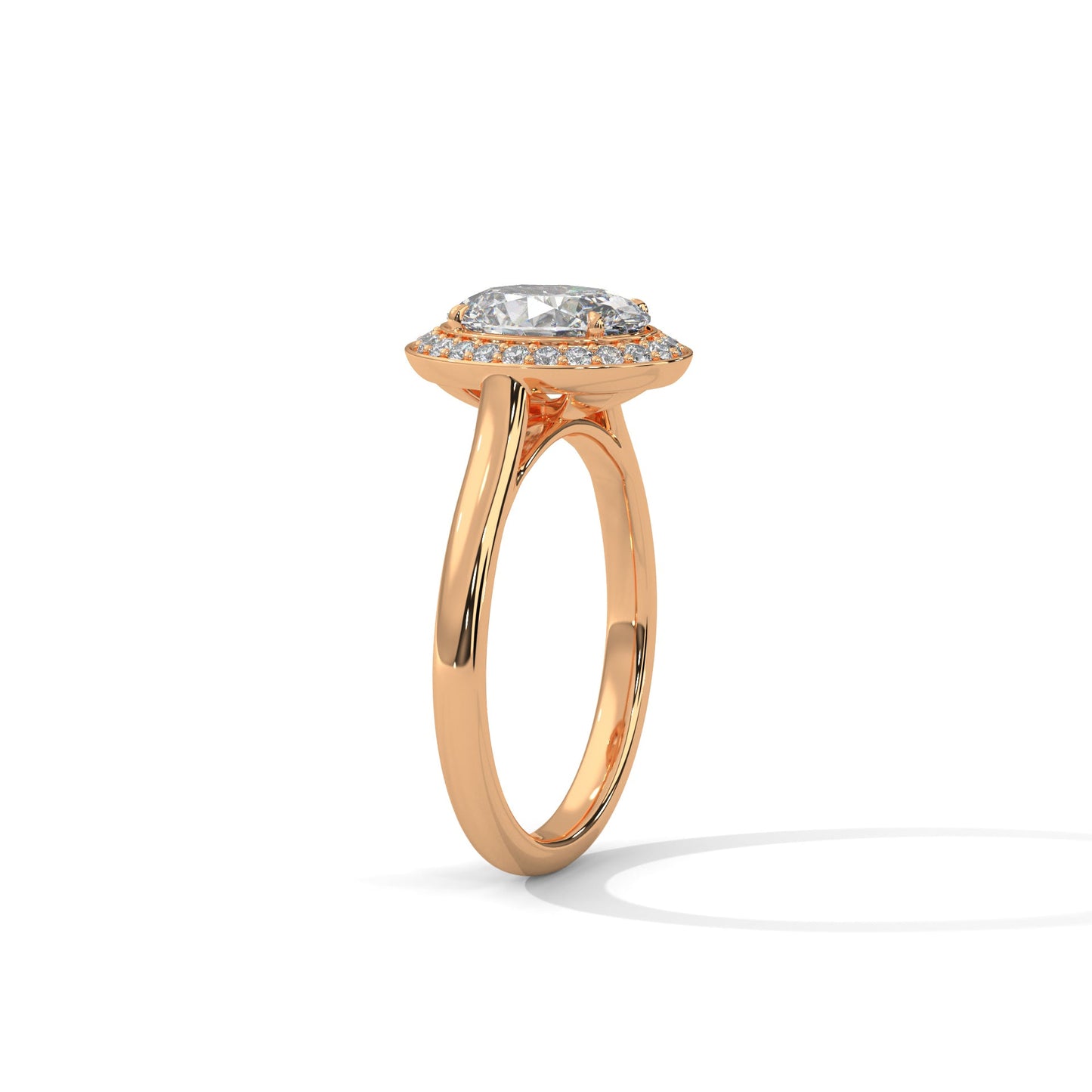 Lustrous 2.18 CTW Oval-Cut Diamond Bezel Halo Ring | D-VS2