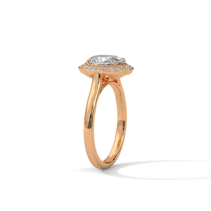 Lustrous 2.18 CTW Oval-Cut Diamond Bezel Halo Ring | D-VS2