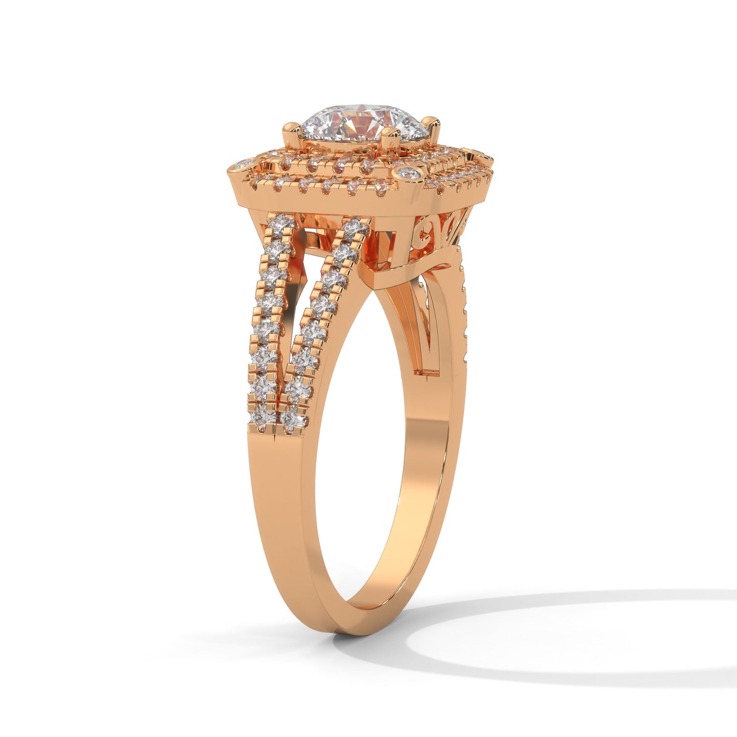 The Radiant Crown 1.40 CTW Round-Cut Diamond Engagement Ring | F-VS1