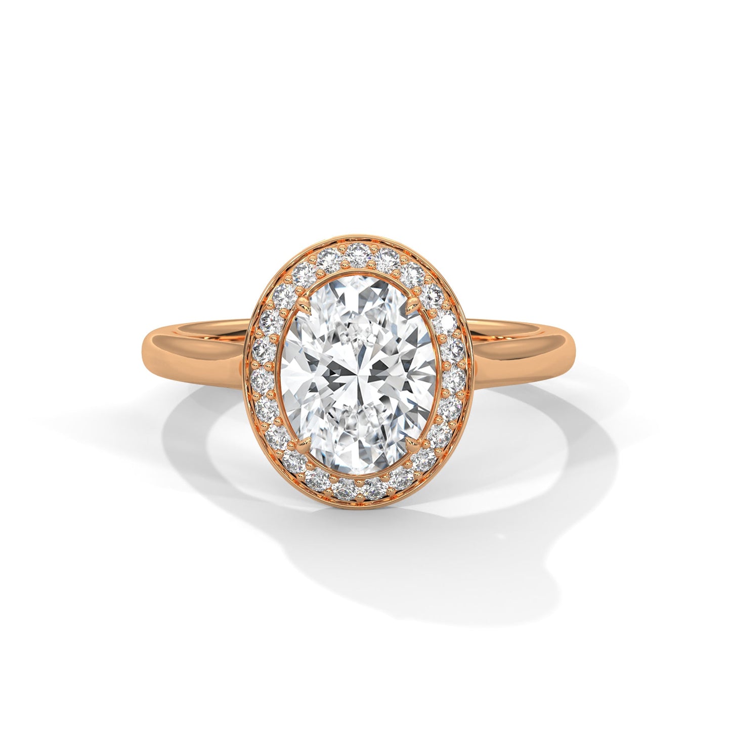 Lustrous 2.18 CTW Oval-Cut Diamond Bezel Halo Ring | D-VS2