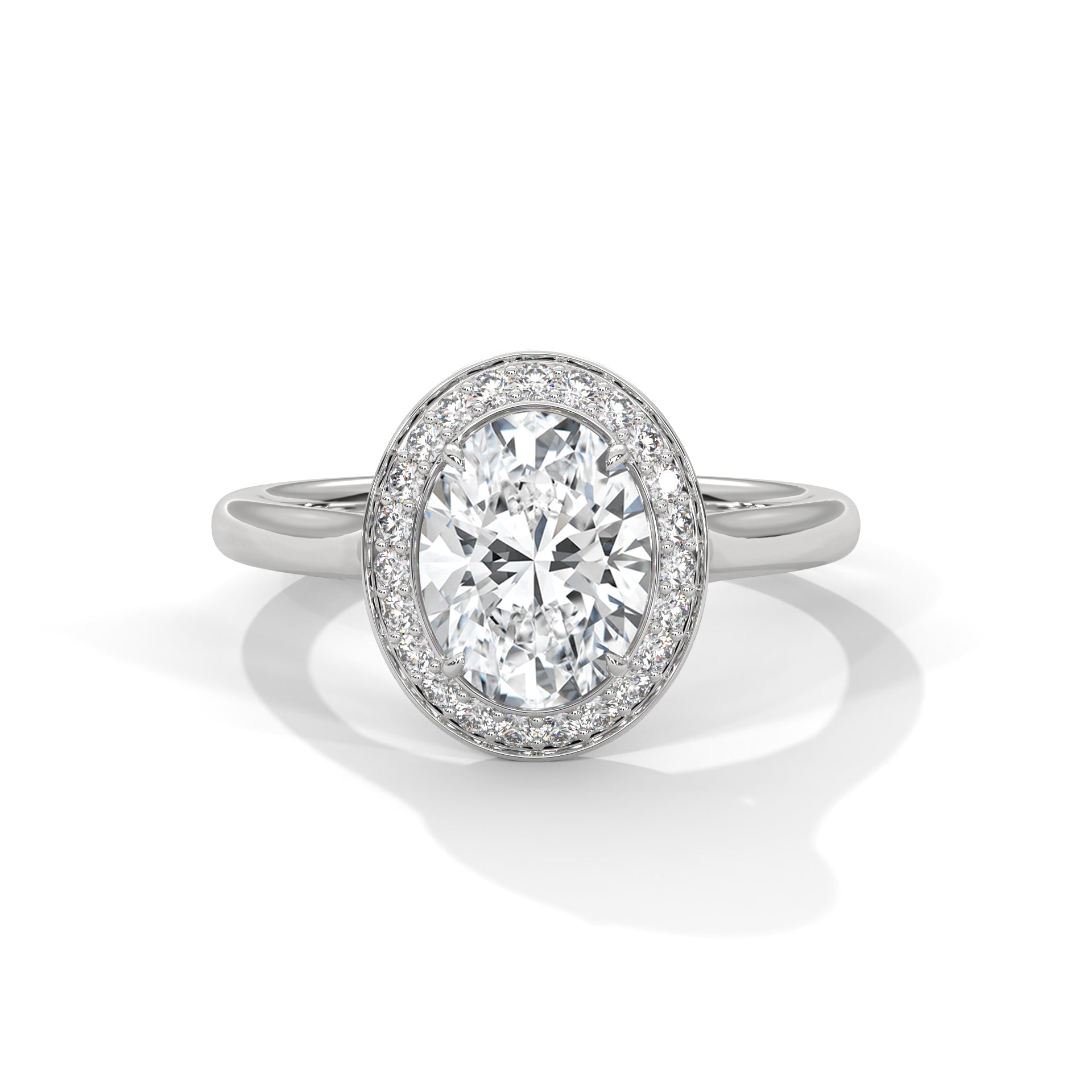 Lustrous 2.18 CTW Oval-Cut Diamond Bezel Halo Ring | D-VS2