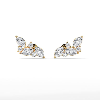Bat-Inspired Marquise Diamond Stud Earrings in 14K & 18K Gold | 0.50 CTW | E VS1