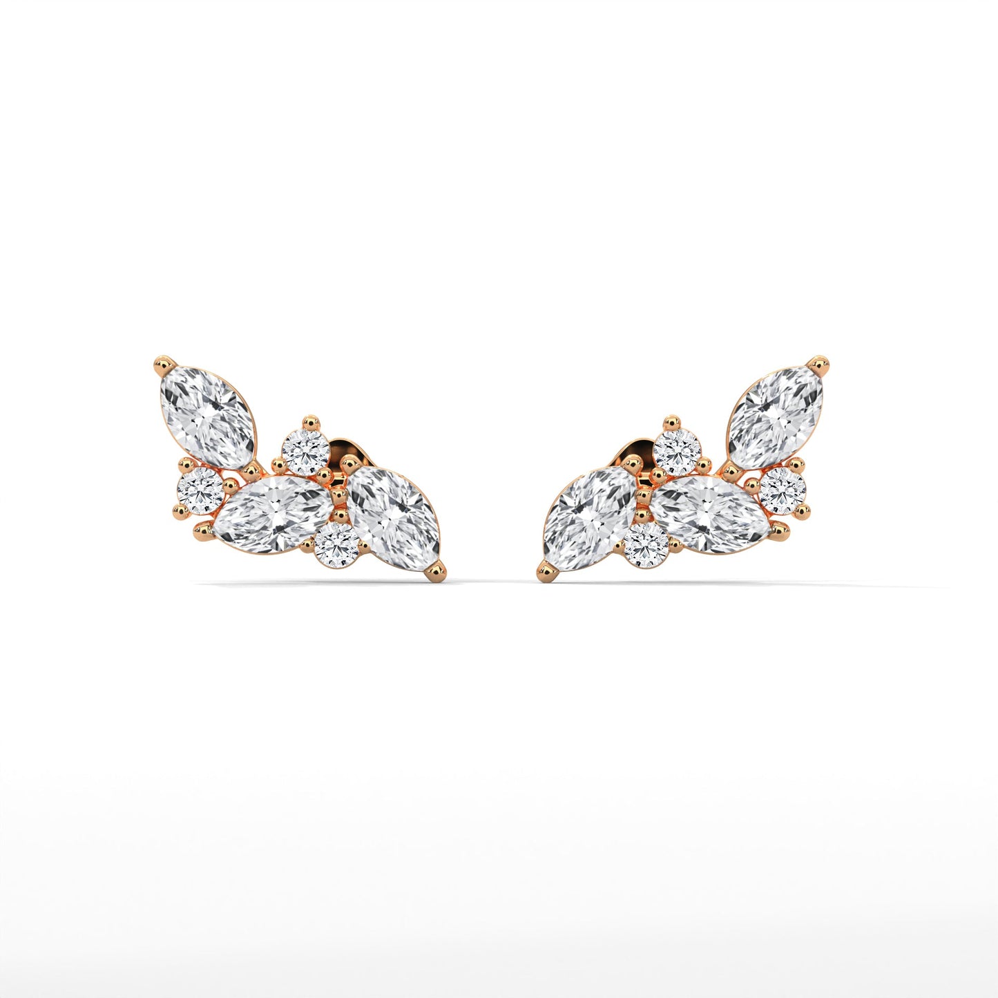 Bat-Inspired Marquise Diamond Stud Earrings in 14K & 18K Gold | 0.50 CTW | E VS1