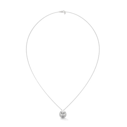 Eternal Glow: 14K Gold 0.75CT Oval-Cut Diamond Halo Pendant Necklace