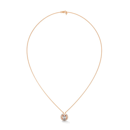 Eternal Glow: 14K Gold 0.75CT Oval-Cut Diamond Halo Pendant Necklace