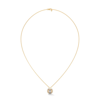 Eternal Glow: 14K Gold 0.75CT Oval-Cut Diamond Halo Pendant Necklace