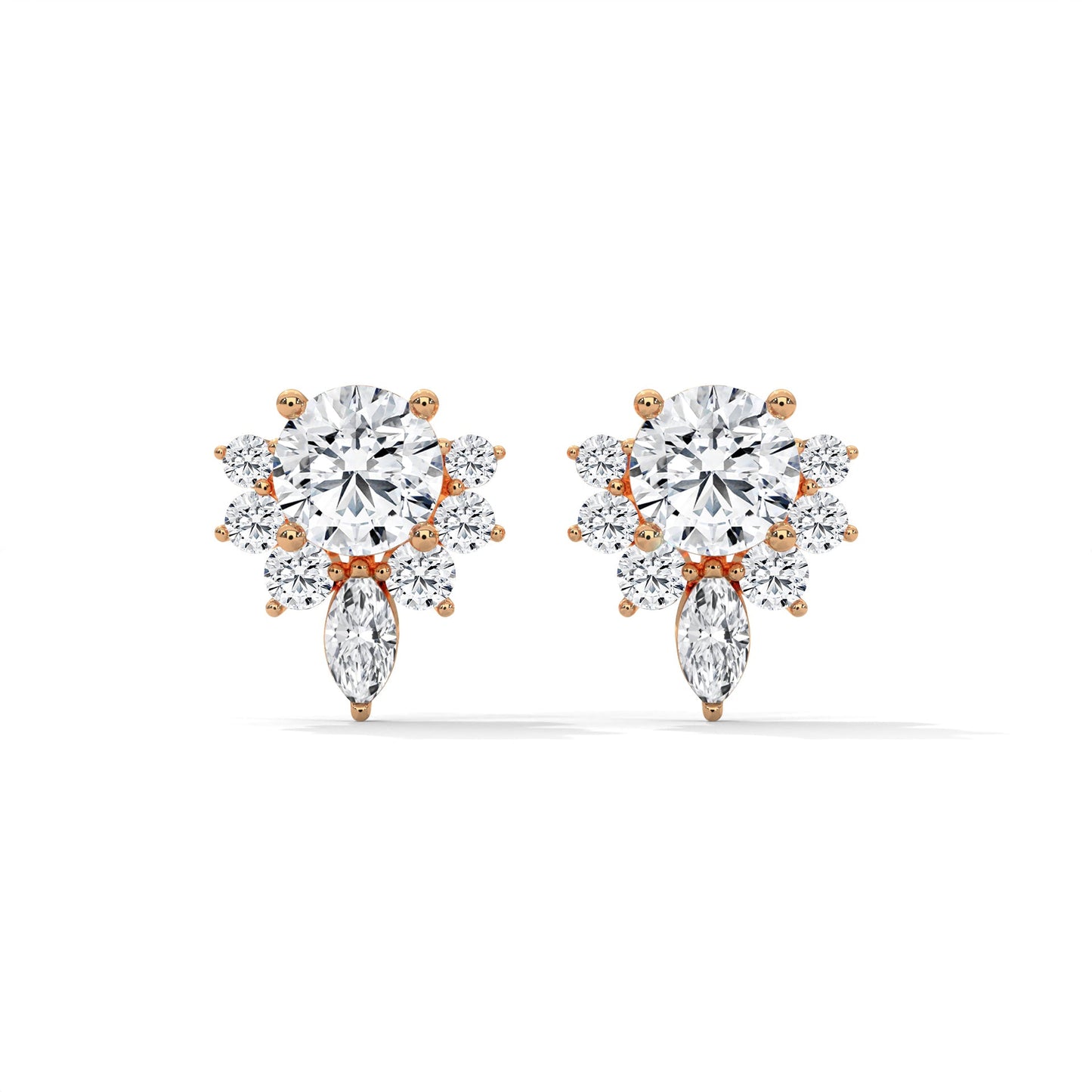 Floral Cluster Lab-Grown Diamond Stud Earrings in 14K & 18K Gold| 0.64 CTW| E VS1