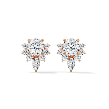 Floral Cluster Lab-Grown Diamond Stud Earrings in 14K & 18K Gold| 0.64 CTW| E VS1