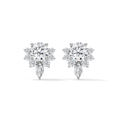 Floral Cluster Lab-Grown Diamond Stud Earrings in 14K & 18K Gold| 0.64 CTW| E VS1