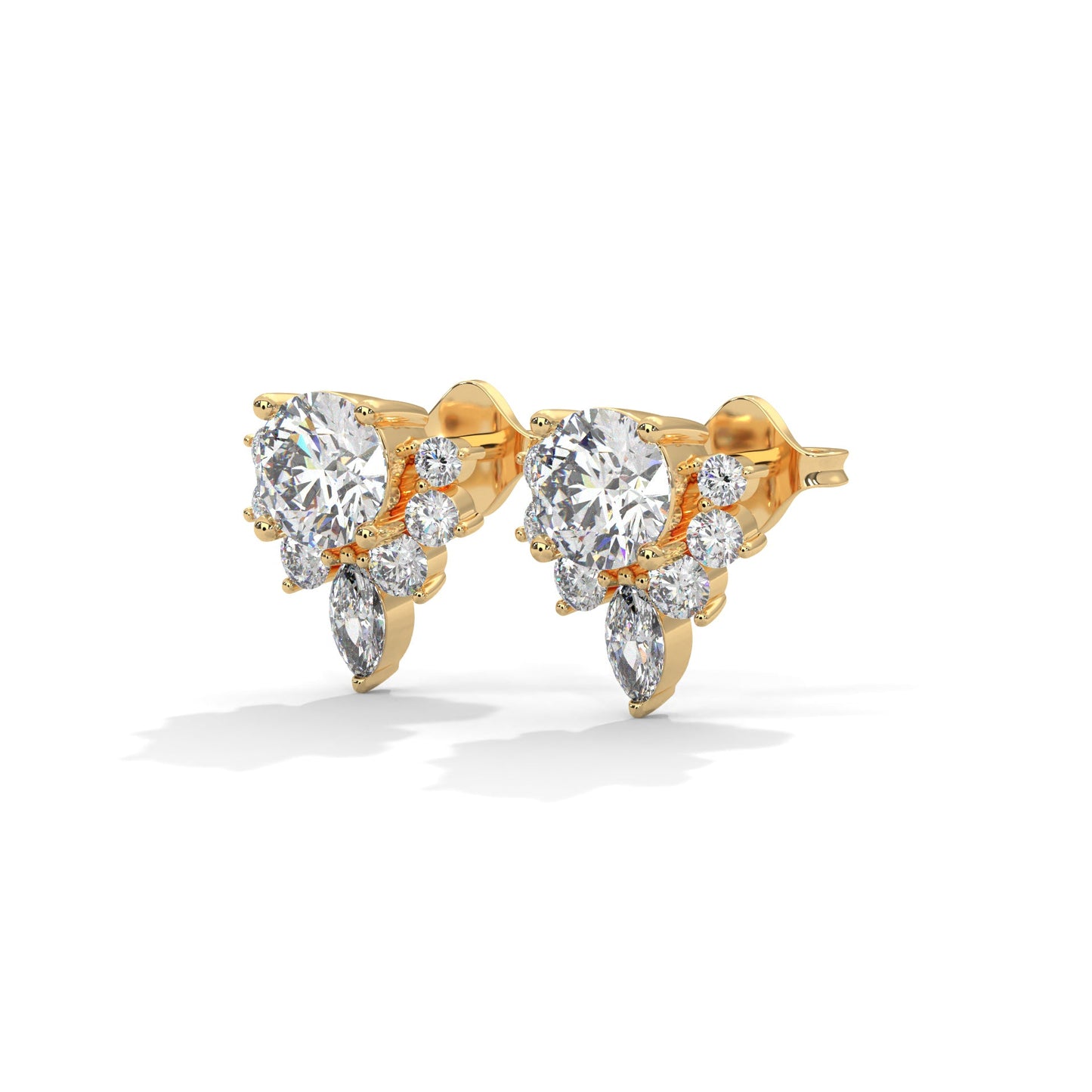 Floral Cluster Lab-Grown Diamond Stud Earrings in 14K & 18K Gold| 0.64 CTW| E VS1