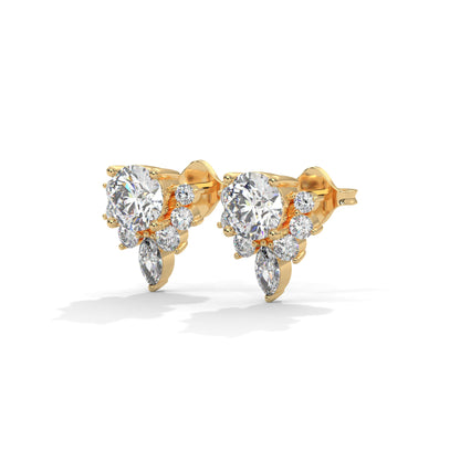Floral Cluster Lab-Grown Diamond Stud Earrings in 14K & 18K Gold| 0.64 CTW| E VS1