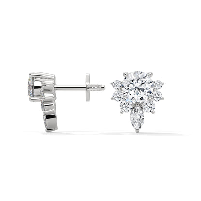 Floral Cluster Lab-Grown Diamond Stud Earrings in 14K & 18K Gold| 0.64 CTW| E VS1