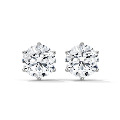 Classic Round-Cut Halo Diamond Stud Earrings in 14K Gold | 2-6 CTW
