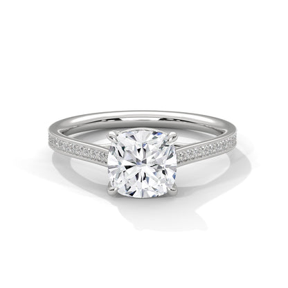 Zaria 1ct Cushion Lab-Grown Diamond Pavé Engagement Ring | 1.13 CTW