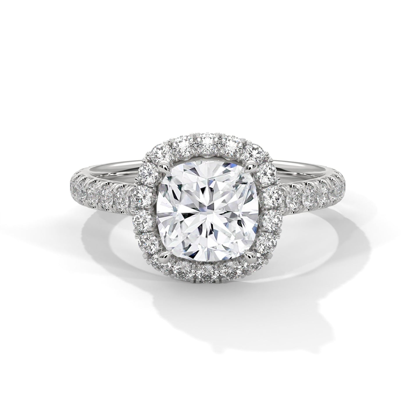 Lustrous Halo 2.61 CTW Cushion-Cut Diamond Engagement Ring | E-VVS2
