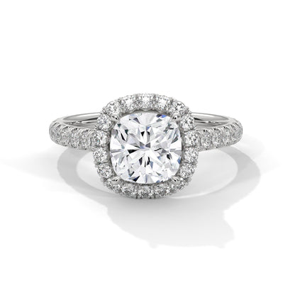 Lustrous Halo 2.61 CTW Cushion-Cut Diamond Engagement Ring | E-VVS2