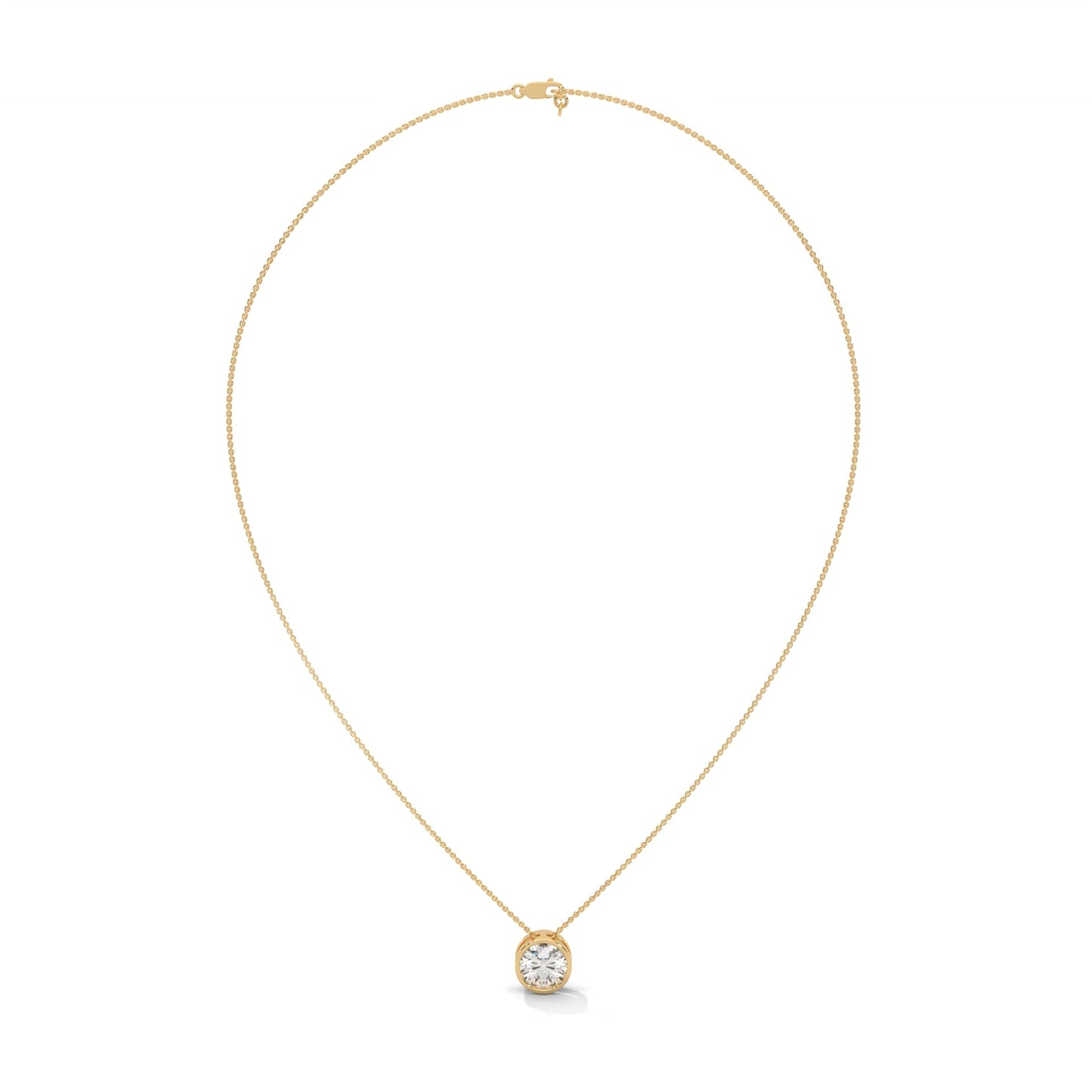 Eclipse Radiance Round-Cut Diamond Pendant Necklace 2.00ct | 14K Gold |16”&18” Chain