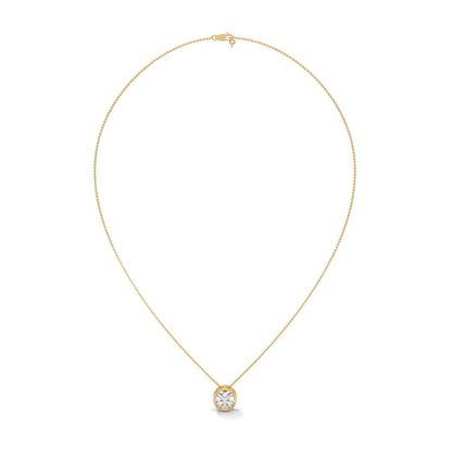 Eclipse Radiance Round-Cut Diamond Pendant Necklace 2.00ct | 14K Gold |16”&18” Chain