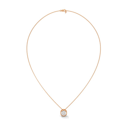 Eclipse Radiance Round-Cut Diamond Pendant Necklace 2.00ct | 14K Gold |16”&18” Chain