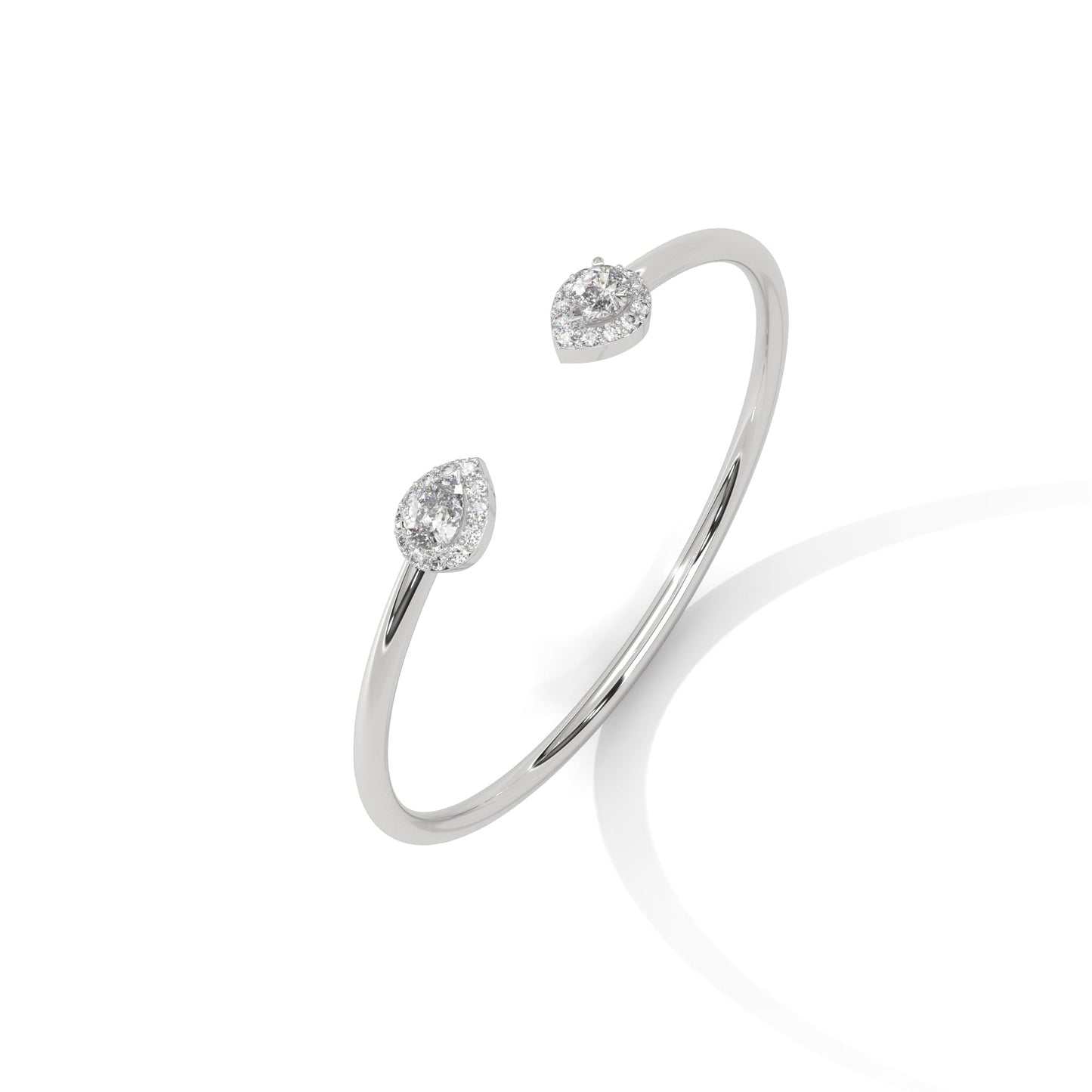 AuroraGlow Pear-Cut Lab-Grown Diamond Open Gold Bangle | 0.34 CTW