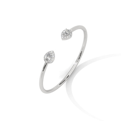 AuroraGlow Pear-Cut Lab-Grown Diamond Open Gold Bangle | 0.34 CTW