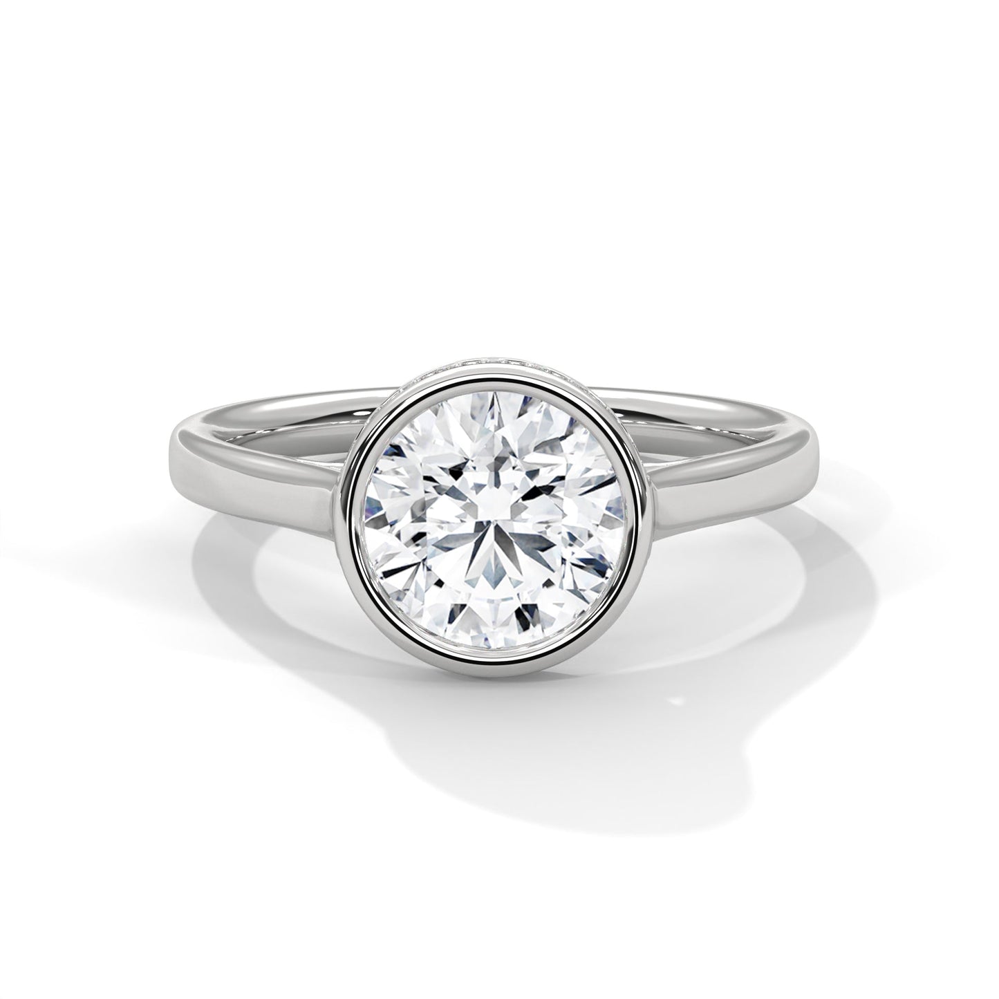 Modern Halo 1.5 CT Round-Cut Lab Grown Diamond Bezel Ring | 1.64 CTW