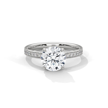 Shiny 1 CT Round-Cut Lab Grown Diamond Pave Ring | 1.46 CTW